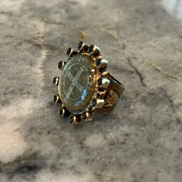 VIRGIN SAINTS & ANGELS VINTAGE SAN BENITO RING IN ROSE GOLD - Picture 4 of 11